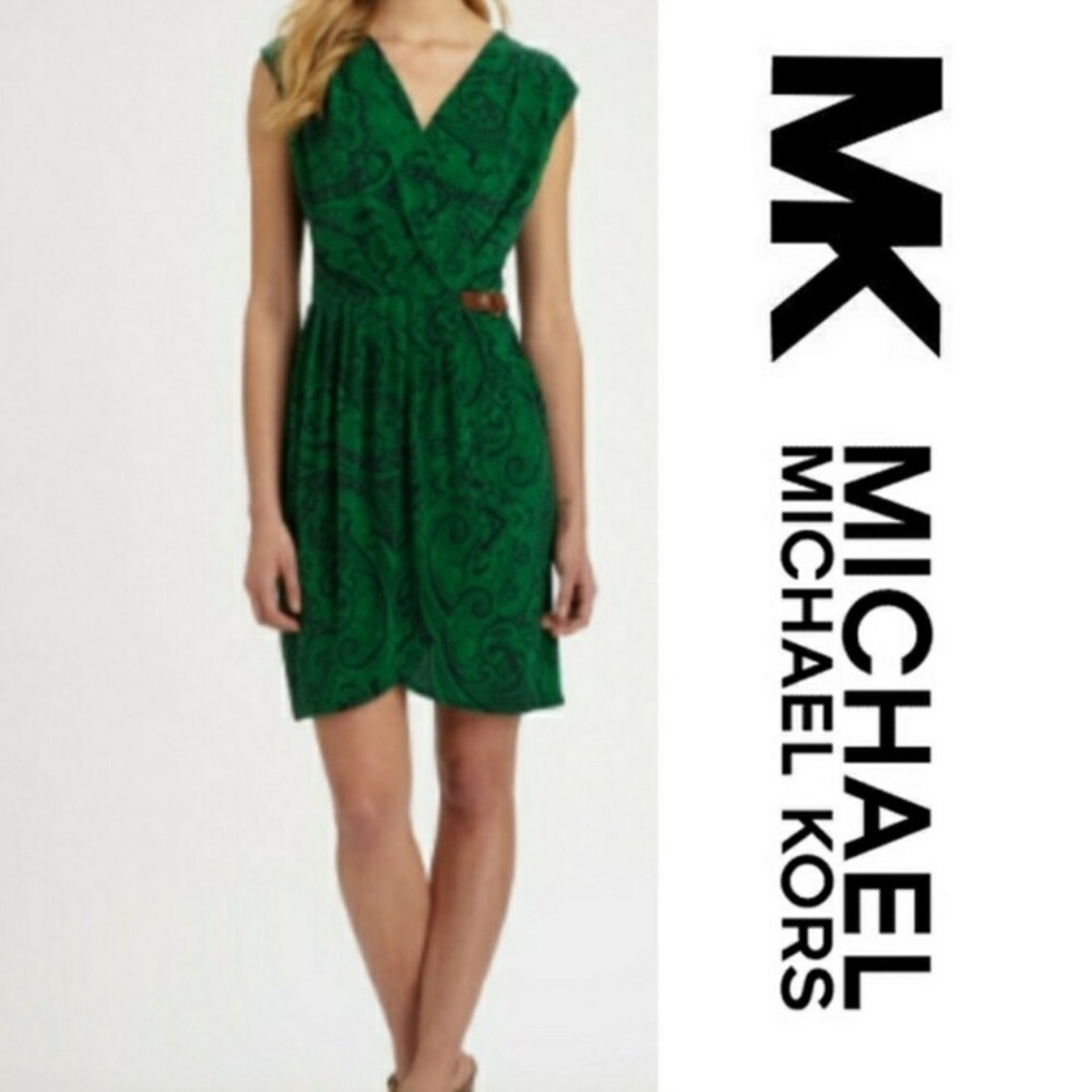 Michael Kors Paisley Surpluce Faux Wrap Dress - Picture 11 of 11